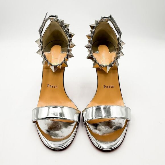 Christian Louboutin Planetava 100 Spike Silver Patent Leather EU 37 US 7 - Picture 8 of 11